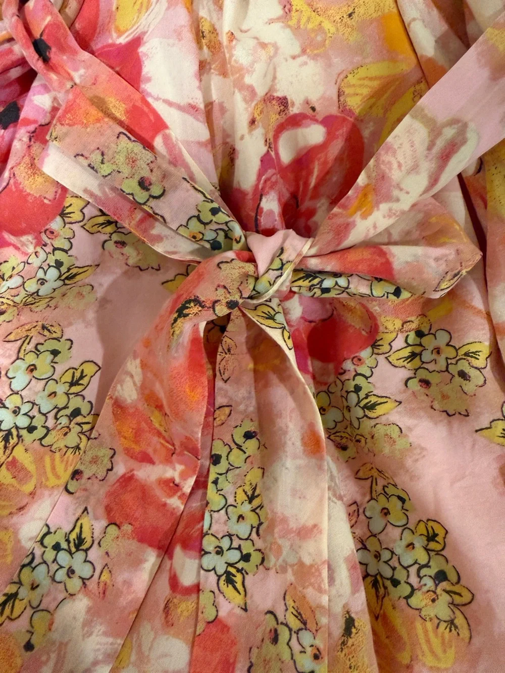 Free People Floral V-Neck Pink Belted Women's Dress
